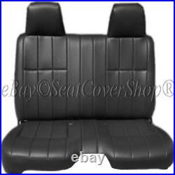 Pickup Thick Black PU Leather Bench Seat Cover Large Notched Cushion Custom Fit