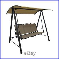 Porch Swing With Canopy Cover Patio Outdoor 3 Person Seat Bench Steel Frame NEW