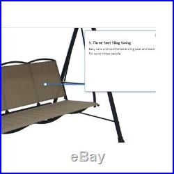Porch Swing With Canopy Cover Patio Outdoor 3 Person Seat Bench Steel Frame NEW