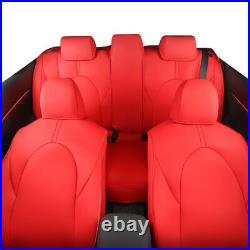 Red Car Custom Fit PU Leather Seat Covers For Toyota Camry 2018-2022 Full Set