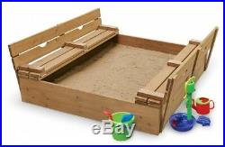 Sandbox Kids Sand Cover Two Bench Seats Backyard Wood Cedar Box To Keep Pets Out