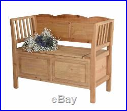 Seat Chest Bench Wood Bank with Hinged Cover Garden Antique