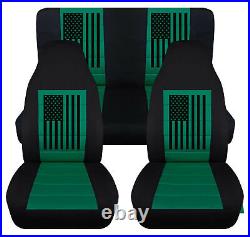 Seat Covers Fits Jeep Wrangler 1987-2006 American Flag Green Seat Covers