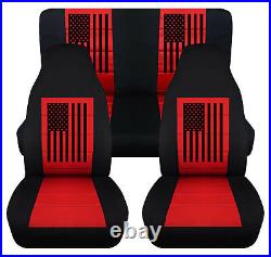 Seat Covers Fits Jeep Wrangler 1987-2006 American Flag Red Seat Covers