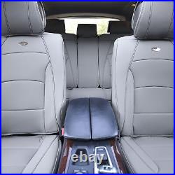 Solid Gray Leatherette Seat Cushion Full Set Covers with Gray Steering Cover