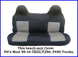 Solid Gray Mesh Fabric Bench seat cover Fit Ford F-250, F-350, F-450 99-08 Truck's