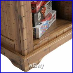 Solid Wood Hall Bench with Pinto Brown Microfiber Fabric Covered Cushioned Seat