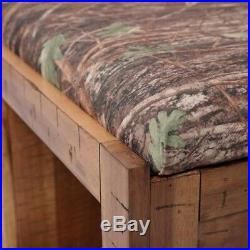 Solid Wood hall Bench with True Timber Camouflage Covered Cushioned Seat