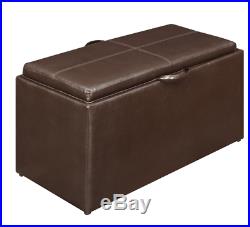 Storage Bench With Ottomans Seating Set Tray Lid Cover Faux Leather 5pc Seats 4
