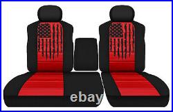 Two Front Seat Covers Fits 1999-2004 Toyota Tundra Split Bench Tattered Flag