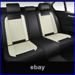 Universal 5-Seats Car Seat Covers Front + Rear Cushions Set Black & Ivory White