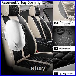 Universal Car 5-Seats Cover Front & Rear Faux Leather Cushion Full Set For Sedan