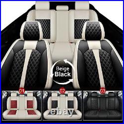 Universal Car 5-Seats Cover Front & Rear Faux Leather Cushion Full Set For Sedan