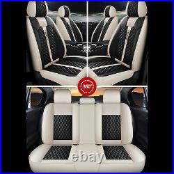 Universal Car 5-Seats Cover Front & Rear Faux Leather Cushion Full Set For Sedan