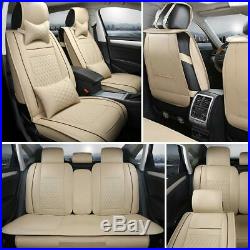Updated Car Seat Cover Set Protector Front Rear Split Bench Beige Sweatproof