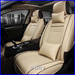 Updated Car Seat Cover Set Protector Front Rear Split Bench Beige Sweatproof