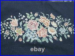 Vintage Hand Stitched finished Needlepoint Petite-Point 15x30 Bench Seat Cover