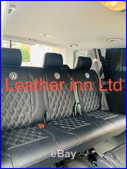 Vw Transporter T5, T6 1+1 Front And Triple Bench Leatherette Seat Cover With Logo