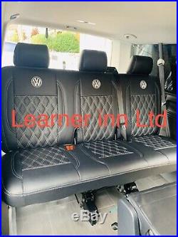 Vw Transporter T5, T6 1+2 Front Row And Triple Rare Bench Leatherette Seat Cover