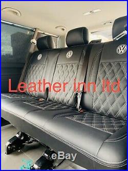 Vw Transporter T5, T6 1+2 Front Row And Triple Rare Bench Leatherette Seat Cover