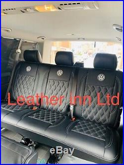 Vw Transporter T5, T6 1+2 Front Row And Triple Rare Bench Leatherette Seat Cover