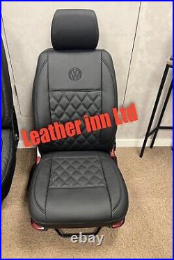 Vw Transporter T5 T6 Seat Covers 6s 1+2 & Triple Bench all Black with Vw logos