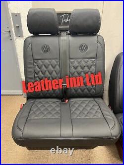 Vw Transporter T5 T6 Seat Covers 6s 1+2 & Triple Bench all Black with Vw logos