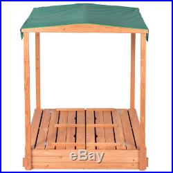 Wood Canopy Sandbox With Covered Bench Seats Kids Play Sand for Sand Box Toys