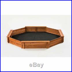 Wooden Sandbox Childrens Outdoor Backyard Play Octagon with Bench Seat and Cover