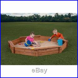 Wooden Sandbox Childrens Outdoor Backyard Play Octagon with Bench Seat and Cover